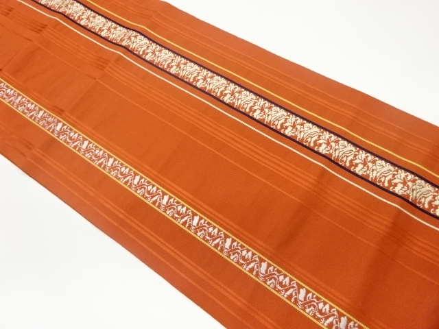 本場筑前博多縞に抽象模様織出し名古屋帯